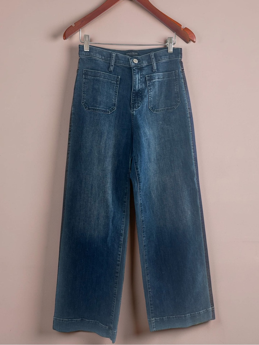 Banana Republic Women's Wide-Leg Denim Jeans in Dark Blue Premium Denim